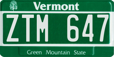 VT license plate ZTM647