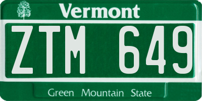 VT license plate ZTM649