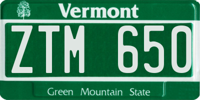 VT license plate ZTM650