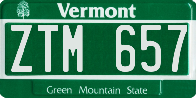 VT license plate ZTM657