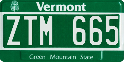 VT license plate ZTM665