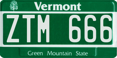 VT license plate ZTM666