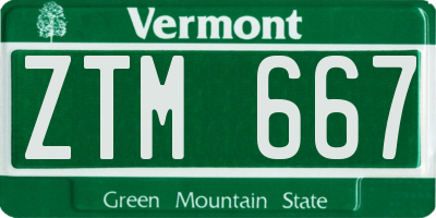VT license plate ZTM667
