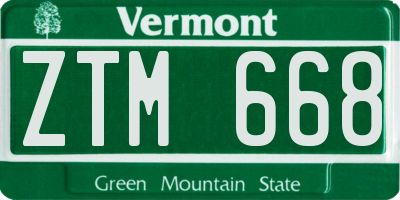 VT license plate ZTM668