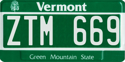 VT license plate ZTM669
