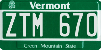 VT license plate ZTM670