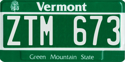 VT license plate ZTM673
