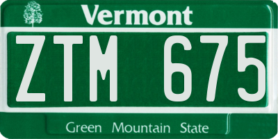 VT license plate ZTM675