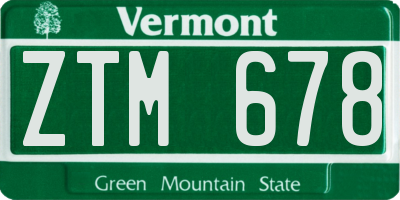 VT license plate ZTM678