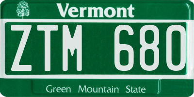 VT license plate ZTM680