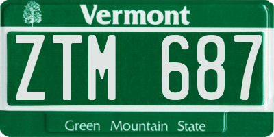 VT license plate ZTM687