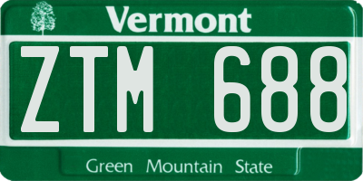 VT license plate ZTM688
