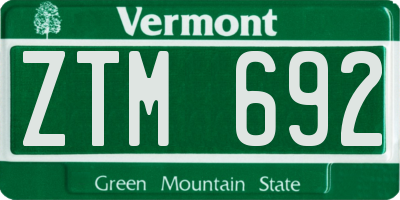 VT license plate ZTM692