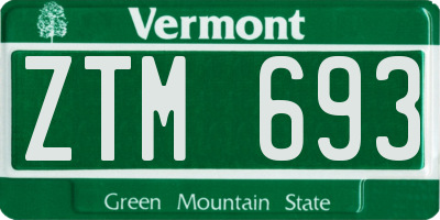 VT license plate ZTM693