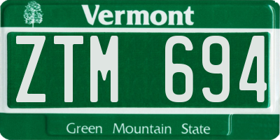 VT license plate ZTM694
