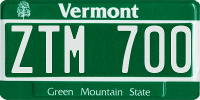 VT license plate ZTM700