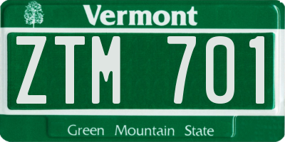 VT license plate ZTM701