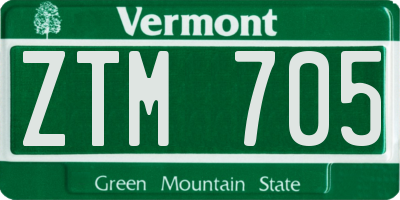 VT license plate ZTM705