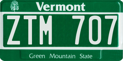 VT license plate ZTM707