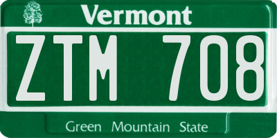 VT license plate ZTM708