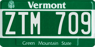 VT license plate ZTM709