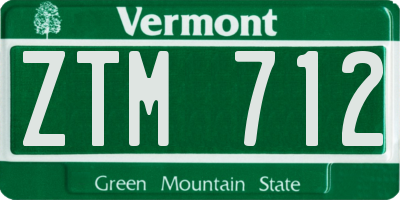 VT license plate ZTM712