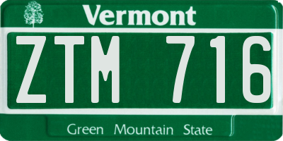 VT license plate ZTM716