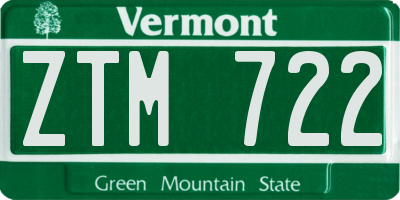 VT license plate ZTM722