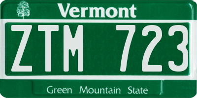 VT license plate ZTM723