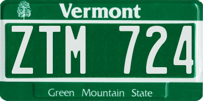 VT license plate ZTM724