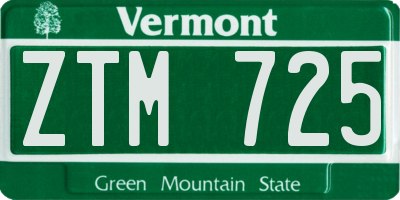 VT license plate ZTM725