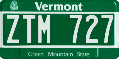 VT license plate ZTM727
