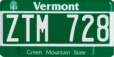 VT license plate ZTM728