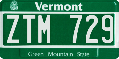 VT license plate ZTM729