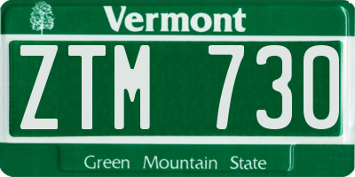 VT license plate ZTM730
