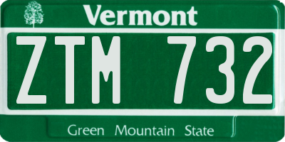 VT license plate ZTM732