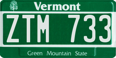 VT license plate ZTM733
