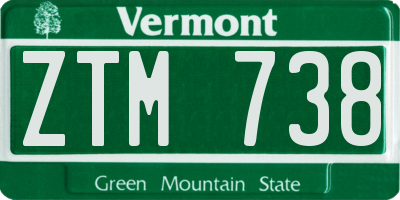 VT license plate ZTM738