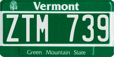 VT license plate ZTM739
