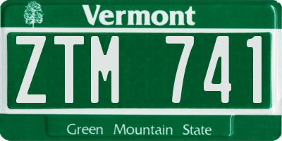 VT license plate ZTM741
