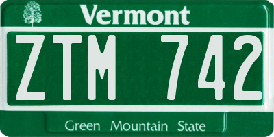 VT license plate ZTM742