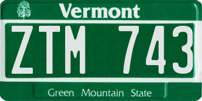 VT license plate ZTM743