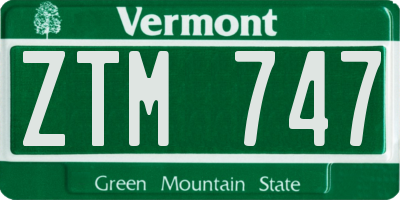 VT license plate ZTM747