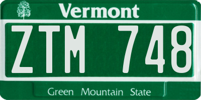 VT license plate ZTM748