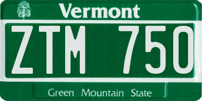 VT license plate ZTM750