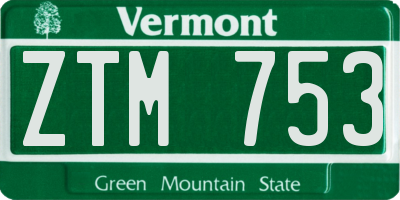 VT license plate ZTM753