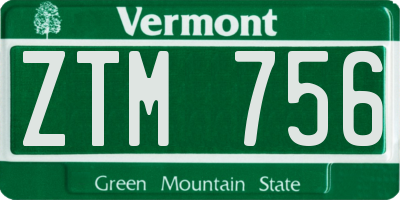 VT license plate ZTM756
