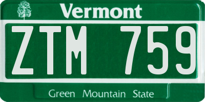 VT license plate ZTM759
