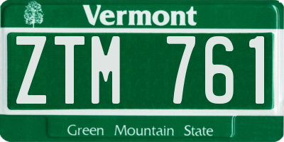 VT license plate ZTM761