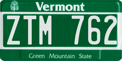 VT license plate ZTM762